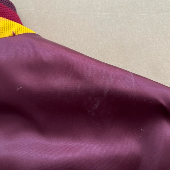 Vintage Swingster Trucker Maroon Snap Satin Chain Stitched Jacket Mens Large - Picture 12 of 14